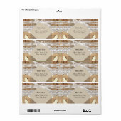 Rustieke bruiloft deur beige witte kant hout jute etiket (Full Sheet)