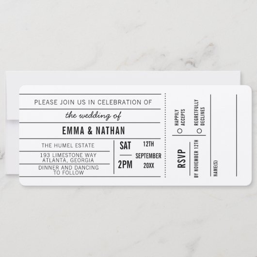 Rustieke bruiloft DIY Movie Ticket Wedding Party R Kaart (Voorkant)