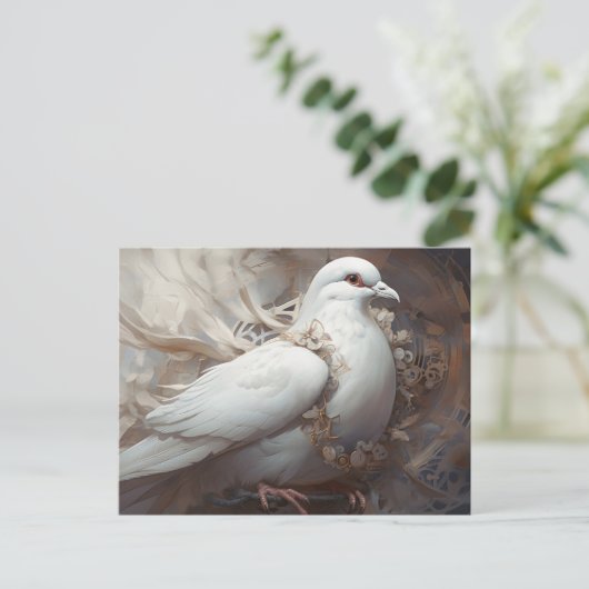 rustieke bruiloft duif briefkaart (Staand voorkant)