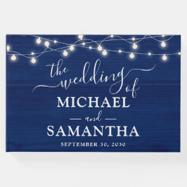 Rustieke bruiloft Eenvoudig Elegant Blauw Hout Gastenboek