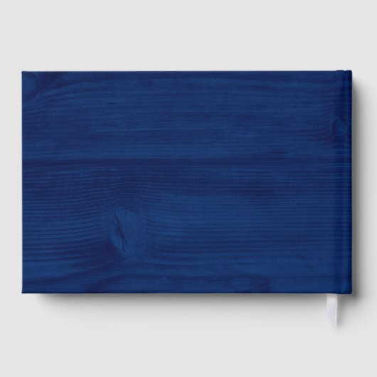 Rustieke bruiloft Eenvoudig Elegant Blauw Hout Gastenboek (Achterkant)