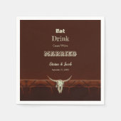 Rustieke bruiloft Eet Drink Getrouwd Bull Skull Se Servet (Voorkant)