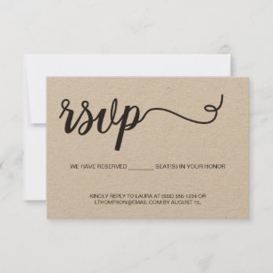 Rustieke Bruiloft Elopement behuizing Script RSVP Kaartje
