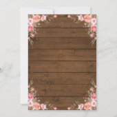 Rustieke bruiloft feest Country Chic Roze bloem ho Kaart (Achterkant)