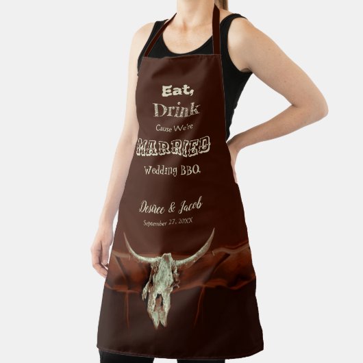 Rustieke bruiloft Funny Bull Skull Brown Western Schort (Insitu)