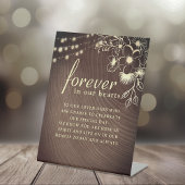 Rustieke bruiloft gedenkteken reclamebord met voetstuk