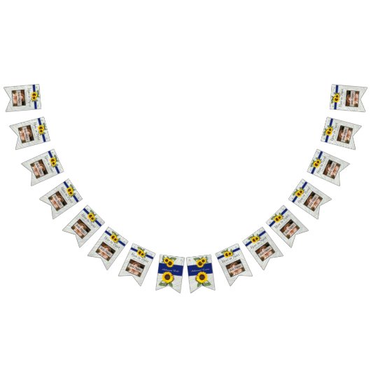 Rustieke bruiloft gouden zonnebloem blauw grijs ho vlaggetjes (Alle)