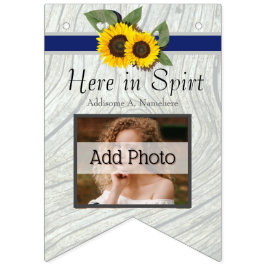 Rustieke bruiloft gouden zonnebloem blauw grijs ho vlaggetjes