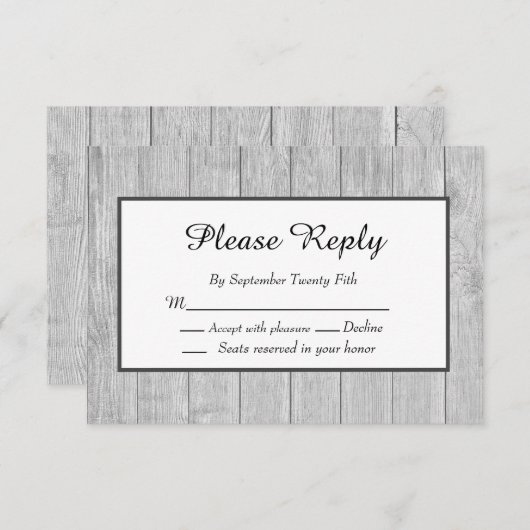 Rustieke bruiloft grijs hout (Voorkant / Achterkant)