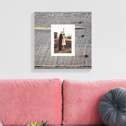 rustieke bruiloft grijze schuur hout land bruiloft canvas afdruk (Insitu (Woonkamer))