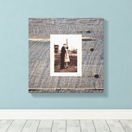 rustieke bruiloft grijze schuur hout land bruiloft canvas afdruk (Insitu (Houten vloer))