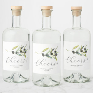 Rustieke bruiloft gunsten Olive Tafel Decor Likeurfles Etiket