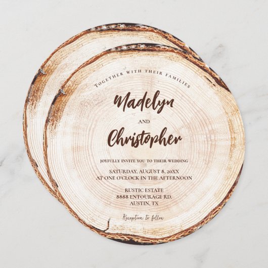 Rustieke bruiloft Handlettering Script Wood Cut Sl Kaart (Voorkant / Achterkant)