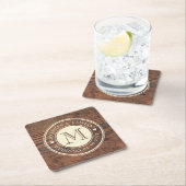 Rustieke bruiloft hart Monogram in donkere walnoot Kartonnen Onderzetters (Insitu)