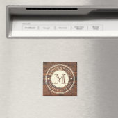 Rustieke bruiloft hart Monogram in donkere walnoot Magneet (Insitu (Vaatwasser))