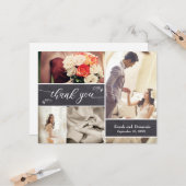 Rustieke bruiloft horizontale foto collage dank u kaart (Voorkant / Achterkant in situ)