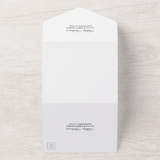 Rustieke Bruiloft Hout Bloemen Lichten Kant Foto All In One Uitnodiging (Buitenkant)