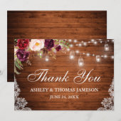 Rustieke Bruiloft Hout Bloemen Lichten Kruiken Kan Bedankkaart (Voorkant / Achterkant)