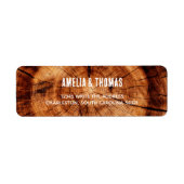 Rustieke bruiloft hout boom slice retour adres etiket (Voorkant)