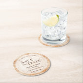 Rustieke Bruiloft Hout gesneden plak boom opslaan  Ronde Kartonnen Onderzetter (Insitu)