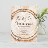 Rustieke Bruiloft Hout Gesneden Slice  Kaart (Staand voorkant)