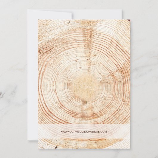 Rustieke Bruiloft Hout Gesneden Slice  Kaart (Achterkant)