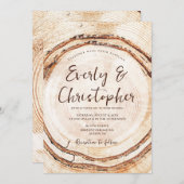 Rustieke Bruiloft Hout Gesneden Slice  Kaart (Voorkant / Achterkant)