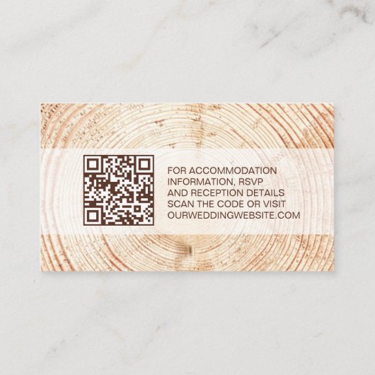 Rustieke Bruiloft Hout Graan Details QR code Custo Informatiekaartje (Achterkant)