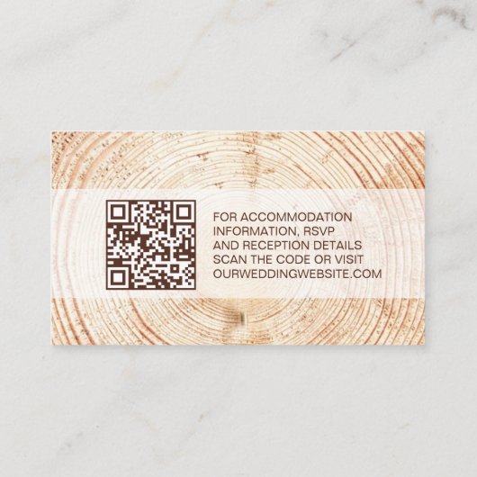 Rustieke Bruiloft Hout Graan Details QR code Custo Visitekaartje (Achterkant)