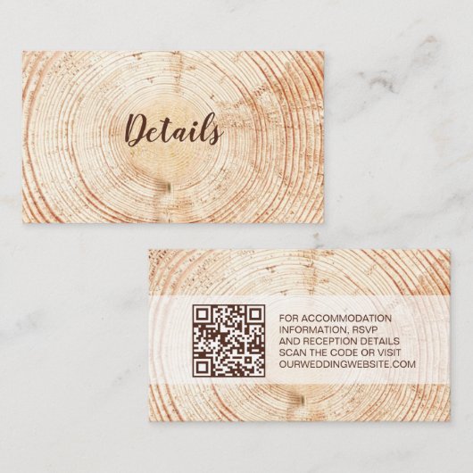 Rustieke Bruiloft Hout Graan Details QR code Custo Visitekaartje (Voorkant / Achterkant)