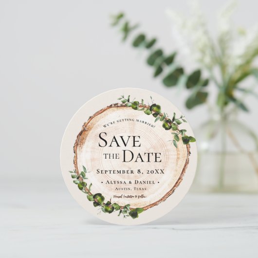 Rustieke bruiloft Hout Groen Foliage Aangepaste QR Kaart (Staand voorkant)