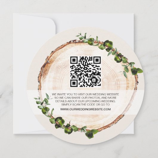 Rustieke bruiloft Hout Groen Foliage Aangepaste QR Kaart (Achterkant)