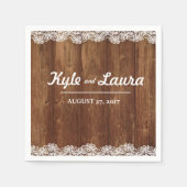 Rustieke bruiloft hout kant servet (Voorkant)