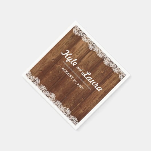 Rustieke bruiloft hout kant servet (Hoek)