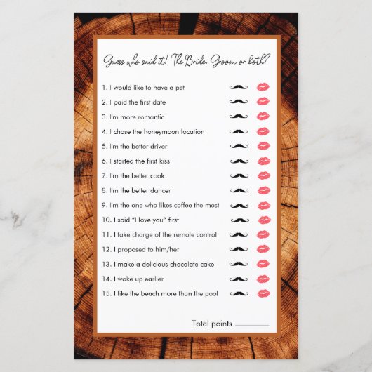 Rustieke bruiloft hout raden wie Vrijgezellenfeest (Voorkant)