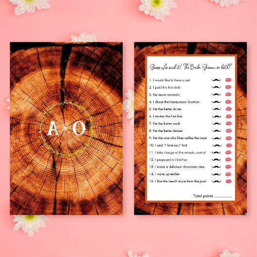 Rustieke bruiloft hout raden wie Vrijgezellenfeest