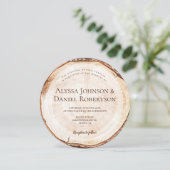 Rustieke Bruiloft Hout Snijd Slice Unieke Custom Kaart (Staand voorkant)