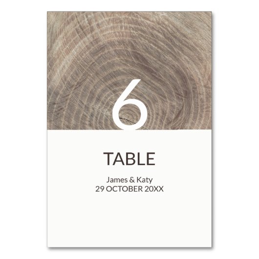 Rustieke bruiloft hout textuur tafel nummer kaart (Voorkant)