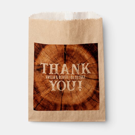 Rustieke bruiloft  houten boom dank u bedankzakje (Voorkant)