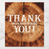 Rustieke bruiloft  houten boom dank u gunst wijn etiket (Enkel label)