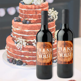 Rustieke bruiloft houten boom dank u gunst wijn etiket