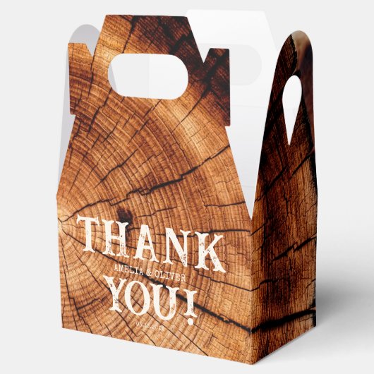 Rustieke Bruiloft  Houten Boomplak Custom Bedankdoosjes (Geopend)