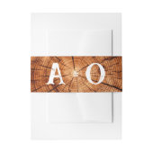 Rustieke Bruiloft  Houten Boomplak Monogram Uitnodigingen Wikkel (Voorkant Voorbeeld)