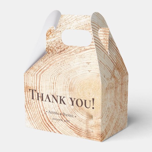 Rustieke Bruiloft Houten boomschors ringen Textuur Bedankdoosjes (Achterkant)