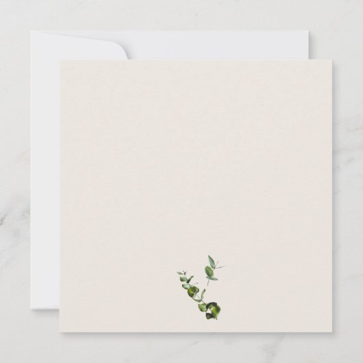 Rustieke Bruiloft Houten Korrel Groen Foliage Cust Kaart (Achterkant)