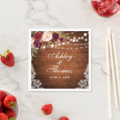 Rustieke bruiloft houten lichten bloemenkant servet (Insitu)