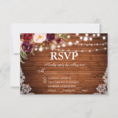 Rustieke Bruiloft Houten Lichten Kant Bloemen RSVP (Voorkant)