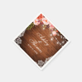 Rustieke bruiloft houten pot licht roze koraal kan servet (Hoek)