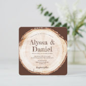 Rustieke Bruiloft Houten Schors Textuur Aangepast Kaart (Staand voorkant)