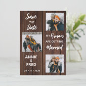 Rustieke bruiloft huisdier foto hond save the date (Staand voorkant)